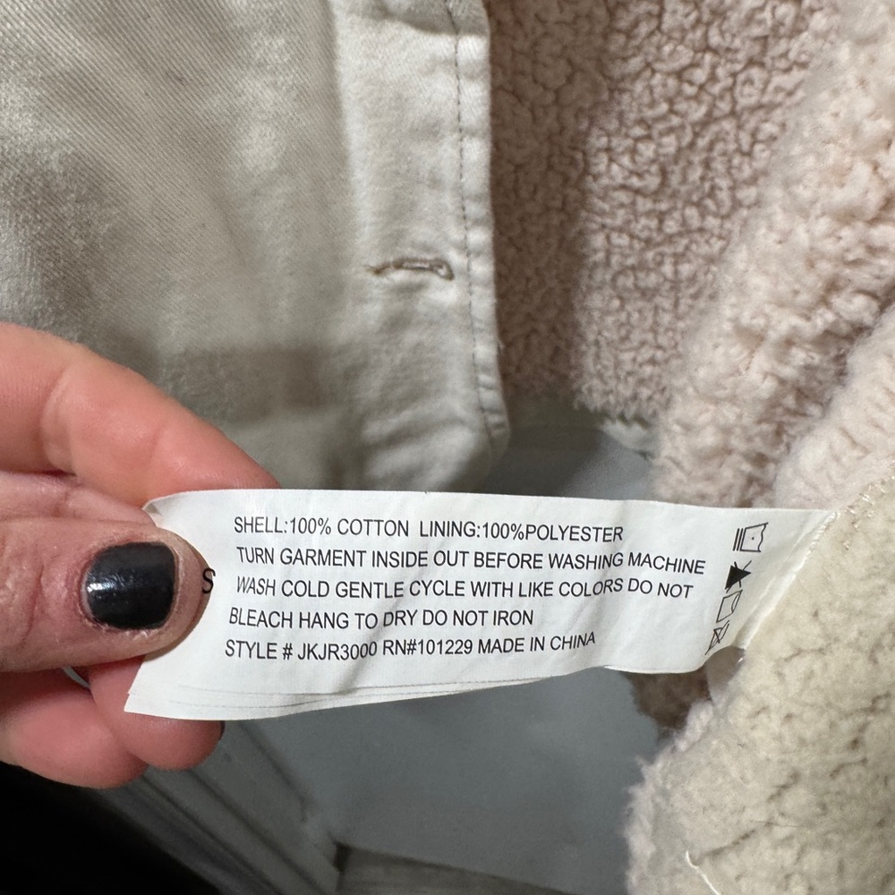 Stoosh white denim jacket w faux sherpa lining and pockets new - Picture 3 of 7